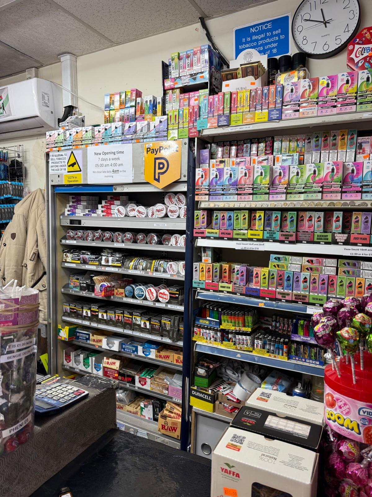 Shelves with products